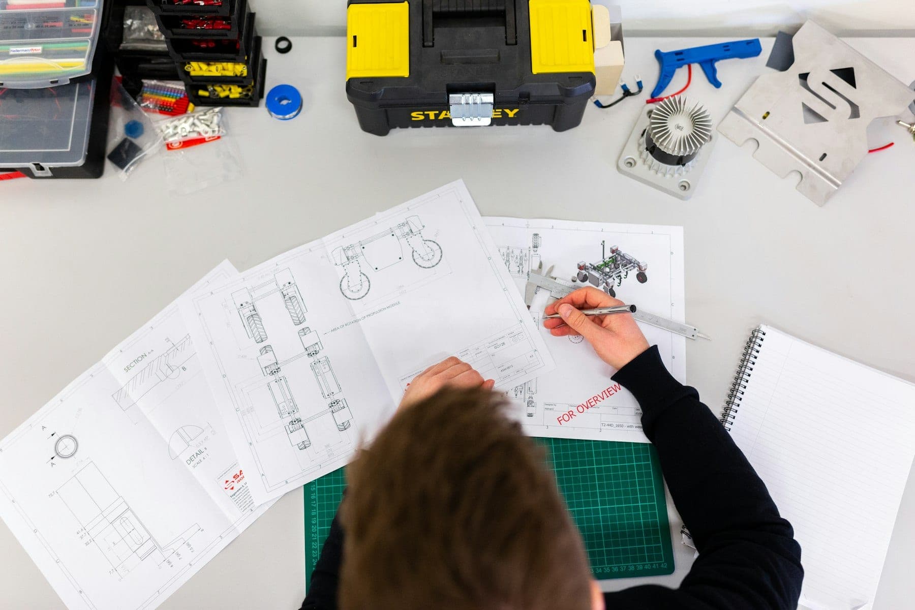 Technische tekeningen tijdens de voorbereiding van een project